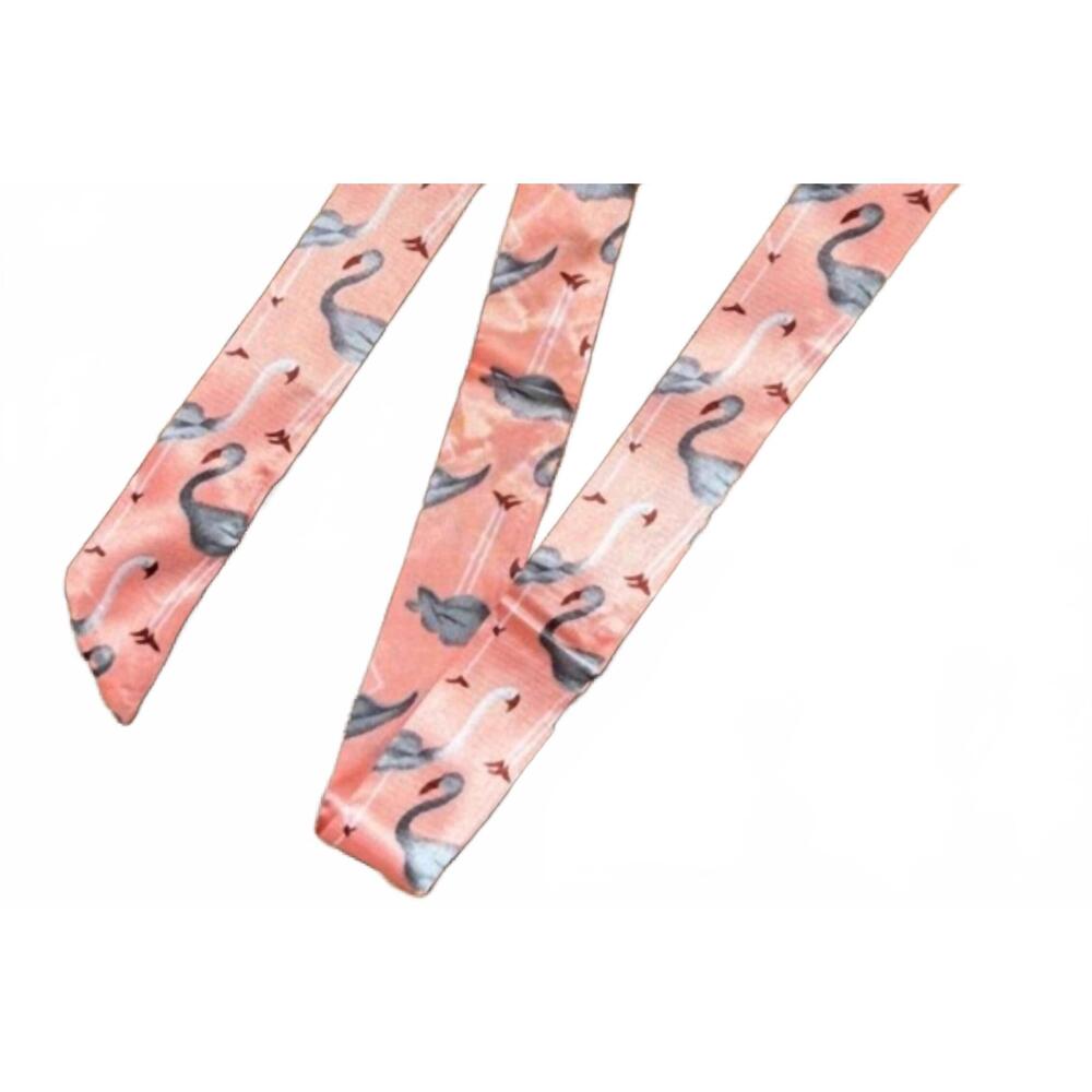 NEW RODEO DRIVE CONCHOS women's flamingo skinny wild rag scarf in pink and grey